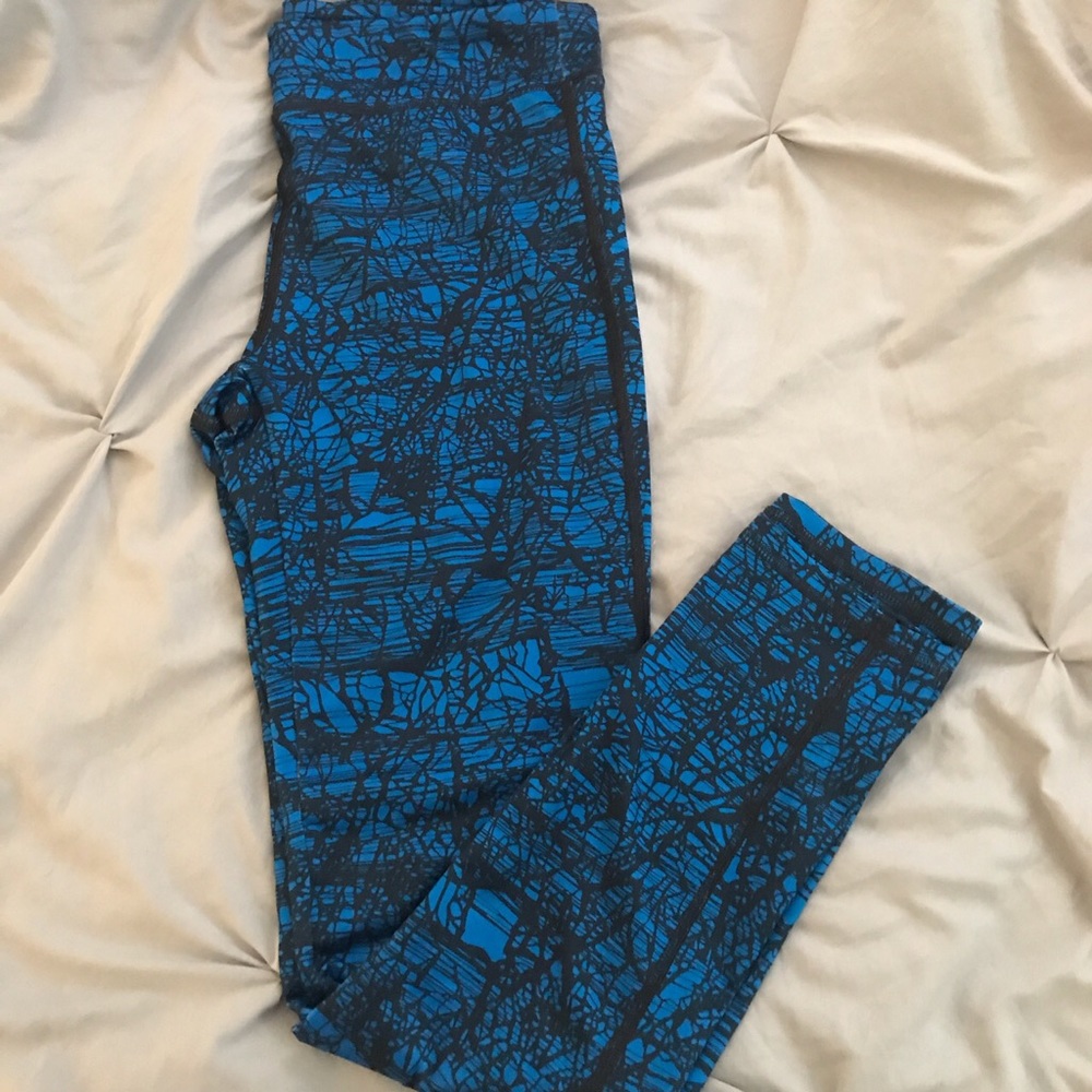 Blue full length workout leggings